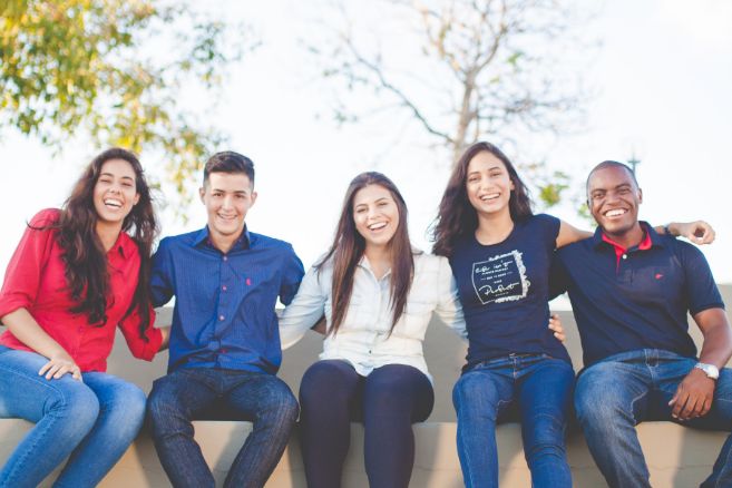 Students group of happy people