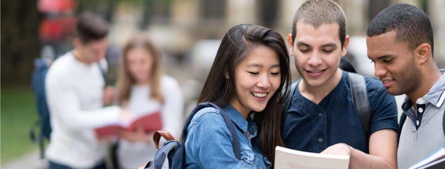 Students on campus talking