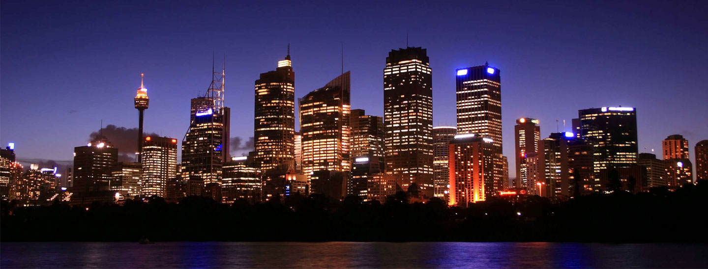 Sydney city buildings nighttime