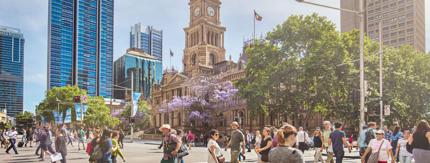 Sydney city people walking