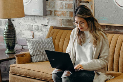 Woman using laptop